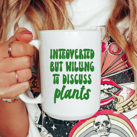 Introverted plant lady ceramic coffee mug