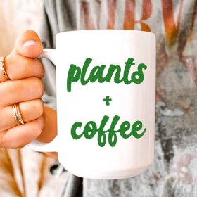 Plants and coffee ceramic coffee mug