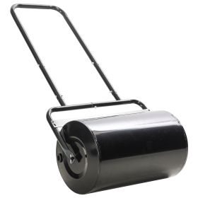 20-Inch Push Tow Behind Lawn Roller Filled With 10 Gal Water Or Sand For Flattening Sod In The Garden, Black