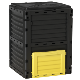 Outsunny Outdoor Garden Compost Bin 80 Gallon, Large Capacity Garden Composter for Fast Soil Fertilization, Easy Assembly, Yellow