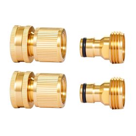 2 Set 3/4" Garden Hose Quick Connect Solid Brass Water Hose Fitting Female Male