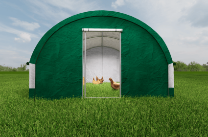 Large Chicken Coop Metal Chicken Run Dome Shape Walk-in Fence Chicken Coop, suitable for outdoor and yard farm use, all covered with PE cloth