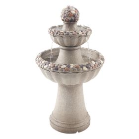 Outdoor Water Fountain 2-Tier Rock Base Style 36.5 in Height Fountains