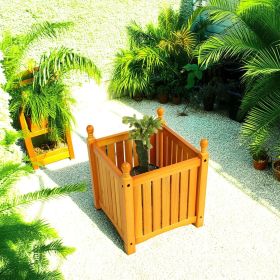 Wooden Flower and Herb Square Pot for Garden, Porch and Patio - Outside Plant and Vegetable Container, Teak