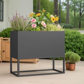 36*18*18 inch Large Mental Rectangular Planter with Shelves and Drainage Holes for Indoor/Outdoor Use, Perfect for Tall Plants, Flowers