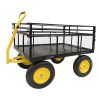 Steel Garden Cart, Heavy Duty 1400 lbs Capacity with Removable Mesh Sides to Convert into Flatbed, Utility Wagon with 2-in-1 Handle and 16 in Tires