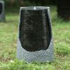 17x17x26" Indoor/Outdoor Polyresin Water Fountain, Unique Broken Urn Fountain Chic Dynamic Modern Design with Light for Garden, Lawn, Backyard, Porch