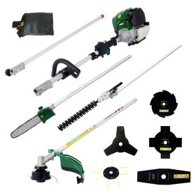 9 in 1 Multi-Functional Trimming Tool, 38CC 4 stroke Garden Tool System with Gas Pole Saw, Hedge Trimmer, Grass Trimmer, and Brush Cutter EPA Complian