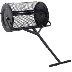 Peat Moss Compost Manure Spreader 24inch, Metal Mesh, T shaped Handle for seeding, Lawn and Garden Care