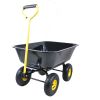 Folding Garden Dump Truck with Steel Frame, 10 inch Pneumatic tires, black