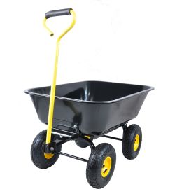 Folding Garden Dump Truck with Steel Frame, 10 inch Pneumatic tires, black
