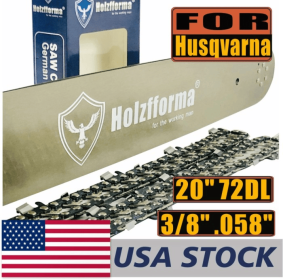 Holzfforma® 20 Inch Guide Bar & Saw Chain Combo 3/8 .058 72DL Compatible With Husqvarna Chainsaw 61 66 266 268 272 281 288 365 372 385 390 394 395 48
