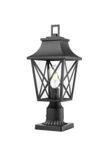 Outdoor Post Light, Black Pole Lantern Fixture with Pier Mount Base, Hard Wired