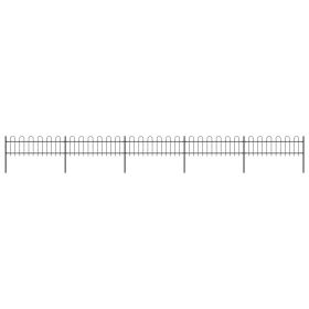 Garden Fence with Hoop Top Steel 27.9' Black