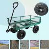 Garden Wagon Dump Cart Making it Easier to Transport Garden Supplies - Green, Solid Tires
