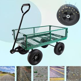 Garden Wagon Dump Cart Making it Easier to Transport Garden Supplies - Green, Solid Tires