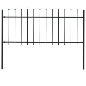 Garden Fence with Spear Top Steel 66.9"x31.5" Black