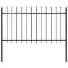Garden Fence with Spear Top Steel 66.9"x39.4" Black