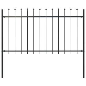 Garden Fence with Spear Top Steel 66.9"x39.4" Black