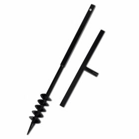 Ground Drill Handle Auger Bit 3.15" Black Double Spirals Steel