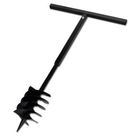 Ground Drill Handle Auger Bit 7.09" Black Three Spirals Steel