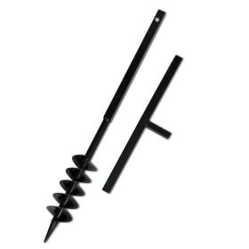 Ground Drill Handle Auger Bit 3.94" Black Double Spirals Steel