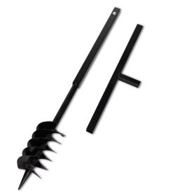 Ground Drill Handle Auger Bit 4.72" Black Double Spirals Steel
