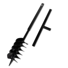 Ground Drill Handle Auger Bit 5.91" Black Three Spirals Steel