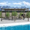 11 X 20 FT Outdoor Retractable Pergola with Weather-Resistant Canopy Aluminum Garden Pergola -Dark Gray
