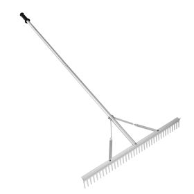 VEVOR Landscape Rake, 36" Head Aluminum Landscape Rake with 75" Long Handle, for Loosening Soil, Lawn Care, Weeding Lake, Garden, Pond