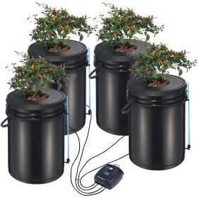VEVOR DWC Hydroponic System, 5 Gallon 4 Buckets, Deep Water Culture Growing Bucket, Hydroponics Grow Kit with Pump, Air Stone and Water Level Device,