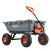 VEVOR Dump Cart, Poly Garden Dump Cart with Easy to Assemble Steel Frame, Dump Wagon with 2-in-1 Convertible Handle, Utility Wheelbarrow 800 lbs Capac