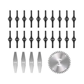25Pcs Trimmer Blades Head Replacement Set 1Pc 5.91' Alloy Blade 4Pcs 5.71' Stainless Steel Blades 20Pcs 5.31' Plastic Blades For Cordless Weed Trimmer