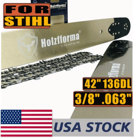 US STOCK - Holzfforma® Pro 42 Inch 3/8 .063 136DL Solid Bar & Full Chisel Chain Combo For Stihl MS440 MS441 MS460 MS461 MS660 MS661 MS650 066 065 064