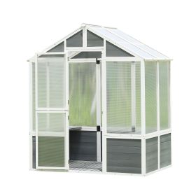 Greenhouse, Wooden Greenhouse Polycarbonate Garden Shed for Plants, 76''x48''x86'' Walk-in Outdoor Plant Gardening Greenhouse for Patio Backyard Lawn,