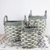 3-Pack Stackable Hand Woven Wicker Harvesting and Storage Basket with Handles