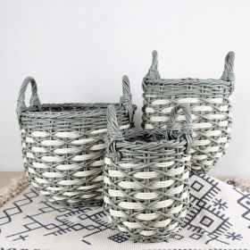 3-Pack Stackable Hand Woven Wicker Harvesting and Storage Basket with Handles