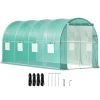VEVOR Walk-in Tunnel Greenhouse, 14.8 x 6.6 x 6.6 ft Portable Plant Hot House w/ Galvanized Steel Hoops, 1 Top Beam, Diagonal Poles, Zippered Door & 8