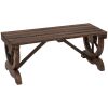 Outsunny 2-Person Wooden Garden Bench, Outdoor Wagon Wheel Porch Bench for Backyard Garden, Support 550 LBS, Rustic Country Style Patio Furniture, Bro