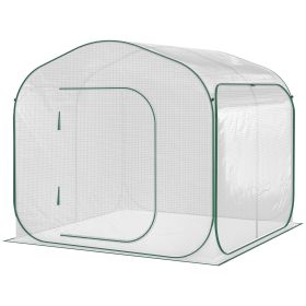 Outsunny 7' x 7' x 6' Portable Walk-in Greenhouse, Pop-up Setup, Outdoor Garden Hot House, Hobby Greenhouse Tent with Zipper Door for Growing Flowers,