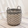 Zita Round Resin Woven Wicker Multi-Use Storage and Harvesting Basket with Handles - 18" x 18" x 19.6" - White-Gray