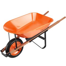 VEVOR Wheelbarrow Cart, 5 Cu. Ft. Load & 265 lbs Capacity, One Wheel Garden Dump Cart, Garden Wagon with Metal Handle & 16" Wide Track Wheels, Easy Lo