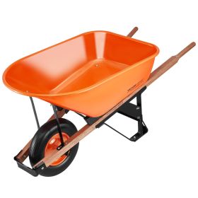 VEVOR Wheelbarrow Cart, 6 Cu. Ft. Load & 330 lbs Capacity, One Wheel Garden Dump Cart Wheel Barrow with Metal Handle & 16" Wide Track Wheels, Easy Loa