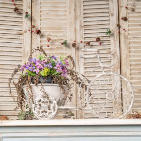 Decorative Vintage Bicycle Planter, Rustic Metal Wire for Home, Garden, and Office Decor