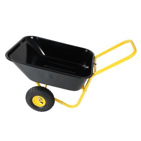 Two-wheeled cart, garden bike, 10-inch pneumatic wheels(Yellow + Black)