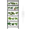 VEVOR DIY Plant Stand with Grow Light, 6-Tier Large Tall Plant Shelf with 192W 5000K Full Spectrum Grow Lights, Indoor Grow Light Shelf with Wheels fo