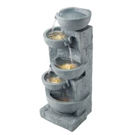 Outdoor Water Fountain 5-Tier Bowl-Shaped Cascading 31.5 in Fountains