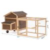 Chicken Coop with Wheels and handrails,Weatherproof Outdoor Chicken Coop with Nesting Box, Outdoor Hen House with Removable Bottom for Easy Cleaning