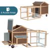 Chicken Coop with Wheels and handrails,Weatherproof Outdoor Chicken Coop with Nesting Box, Outdoor Hen House with Removable Bottom for Easy Cleaning