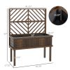 Outsunny Raised Garden Bed with Trellis for Climbing Plants, Vegetable, Grape Vines, Wood Planter with Legs, Drainage Holes and Filter for Outdoor Gar